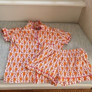 Roller Rabbit Orange and Pink Pajama Set